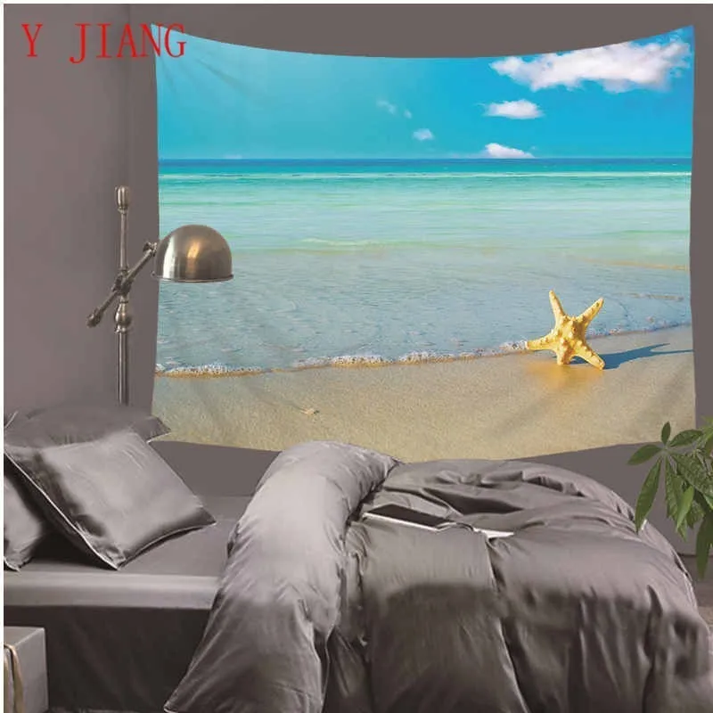 3d синий морской пейзаж гобелен настенный ковер пляжное полотенце Йога декор для