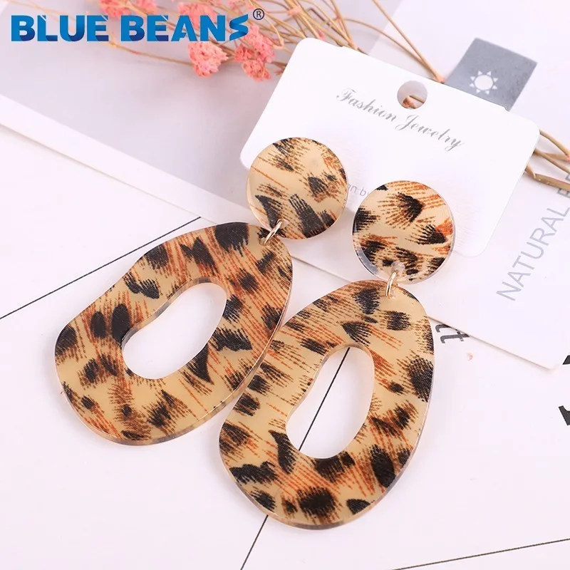 2019 Горячие ZA ювелирные изделия boho Акриловые Leopard овальные длинные висячие серьги