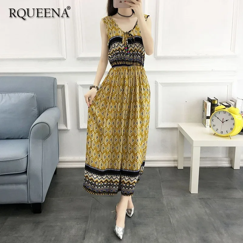 Rqueena/женские платья в Корейском стиле длинное летнее богемное платье