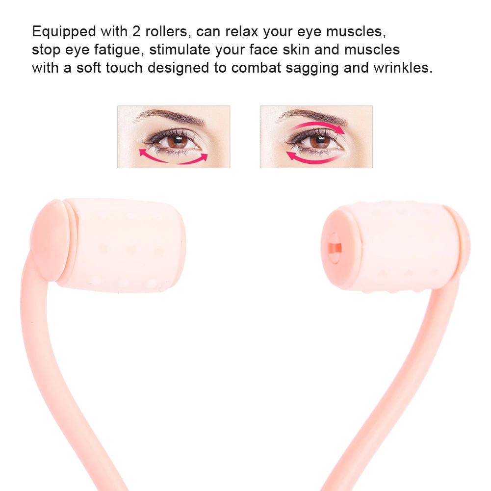 Портативный пластиковый ручной массажер для глаз 2 ролика коррекции лица лифтинг