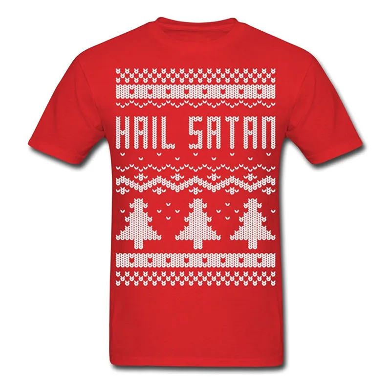 Футболка дизайнерская мужская короткая с надписью Hail satan Гадкий Рождественский