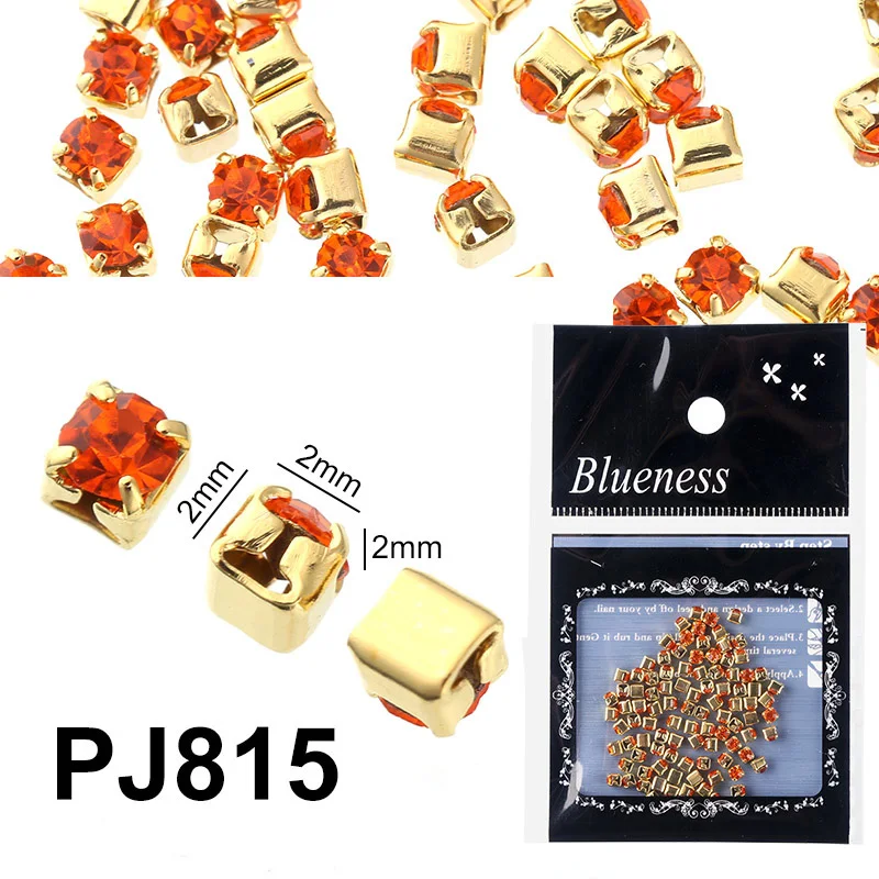 Blueness 100Pcs/Pack 3D Colorful Diamonds Nails Rhinestones 3 Colors Glass Square Bottom Alloy Nail Art Decorations Supplies | Красота и