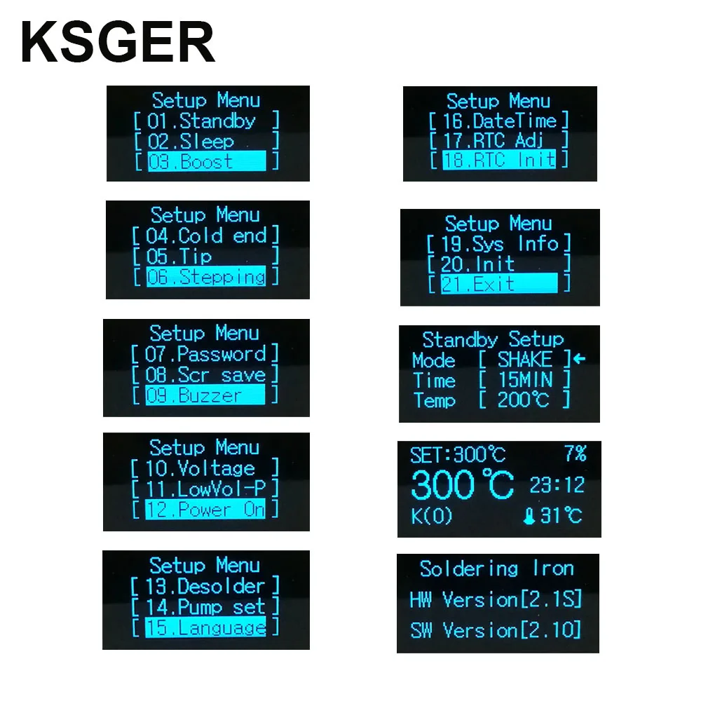: KSGER T12 паяльная станция STM32 V2.1S OLED Температура контроллер инструменты пайки