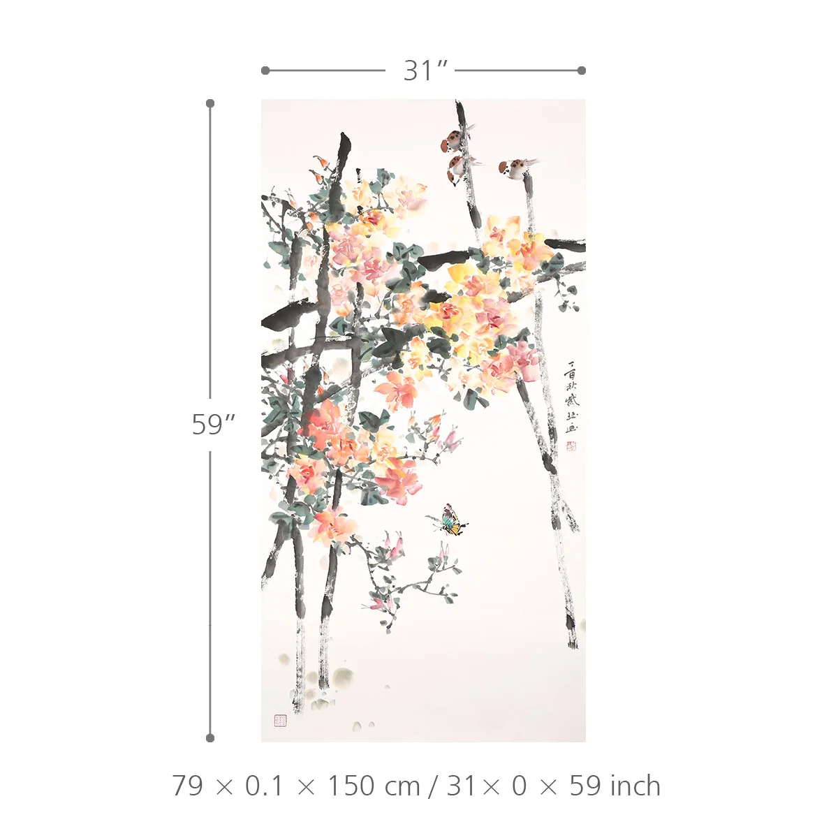 Все прекрасно круглый год цветок и птица живопись оригинальная ручная работа