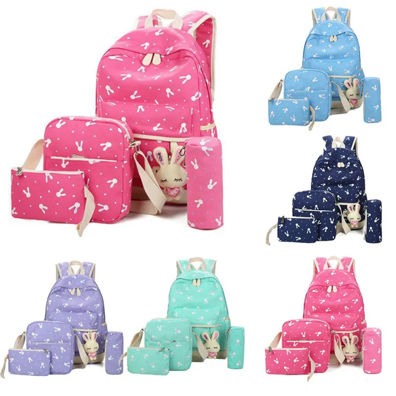 4 шт./компл. симпатичный рюкзак женские холщовые дорожные сумки для книг школьные