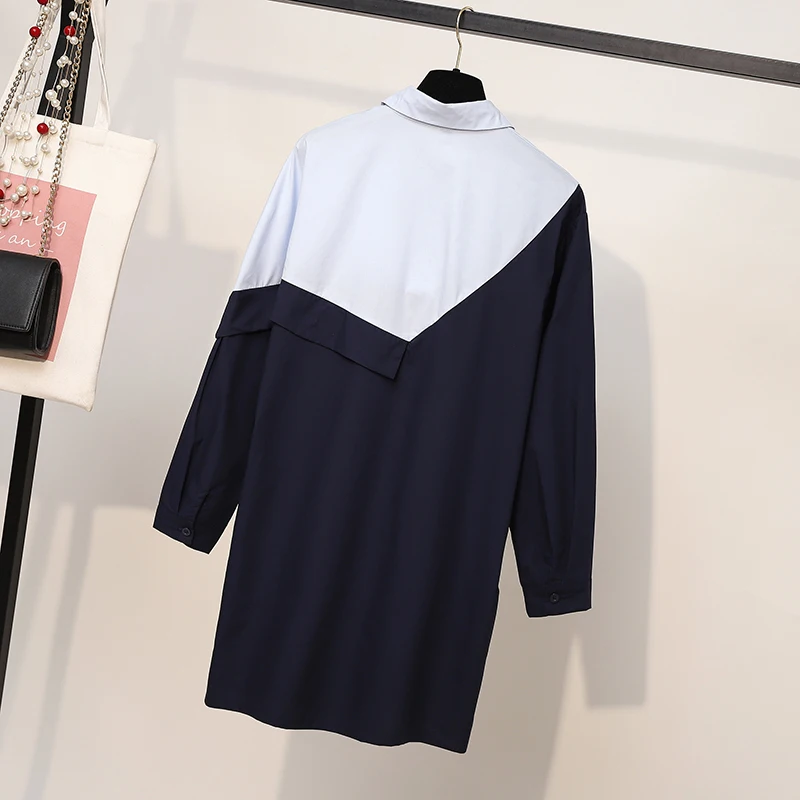 XL 5XL размера плюс женское платье рубашка Весна 2019 отложной воротник оборки