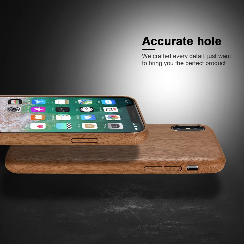 KISSCASE Leather PU Wood Case For iPhone X 10 6 7 8 plus Cases Coque Business Phone 5 5s SE XS Max XR Funda Capa |