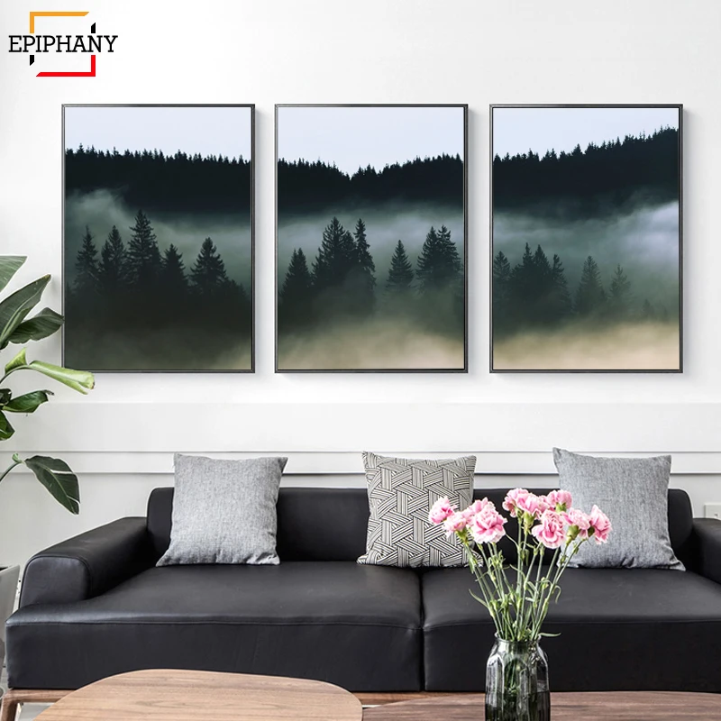 Скандинавский акварельный плакат и принты горы озера пейзаж абстрактная