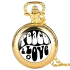 Прекрасный мультфильм шрифт 'peave Love' карманные часы мужские повседневные Кварцевые Fob часы женские ожерелье кулон мужские часы подарок на день рождения