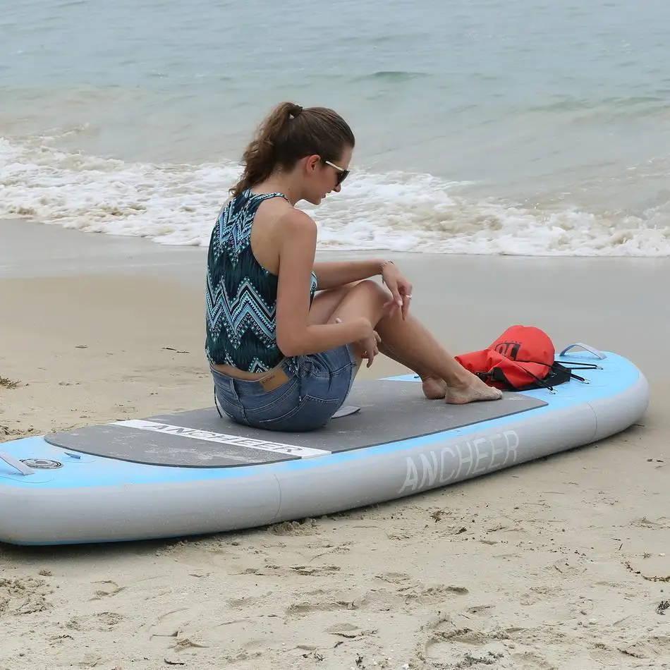 Надувная доска для серфинга с веслом Sup Board набор на каяке 305x81x15 см рюкзаком