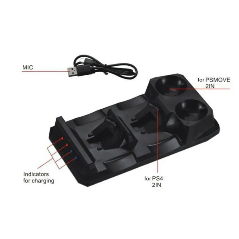 4 в 1 Беспроводное зарядное устройство для контроллера Совместимо с PS4/PS Move 200*110*35