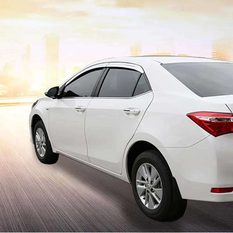 

Brand New 1 Set Chrome Side Rain Guard Deflectors Vent Sun Shade Window Visors For Toyota Corolla 2014-2018