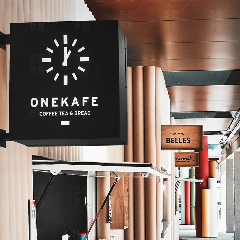 

shop name signboard design double side light box