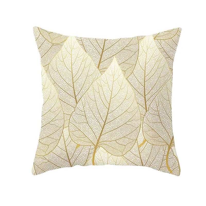 

Polyester Decorative Golden Flowers Throw Pillows 45*45CM Leaves Pillow Case Home Soft Cover 1PC