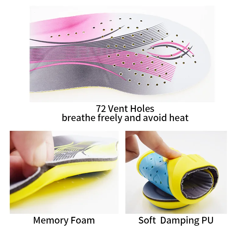 High Quality Memory Foam Insole Orthotic Arch Insert Insoles Cushion Sport Support Shoe Pads wiht Nylon Insert