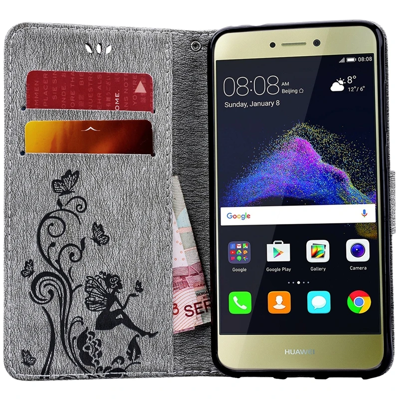 Grandever Флип кожаный чехол для Huawei P8 Lite 2017 кошелька держать Coque s ремень с тиснением и