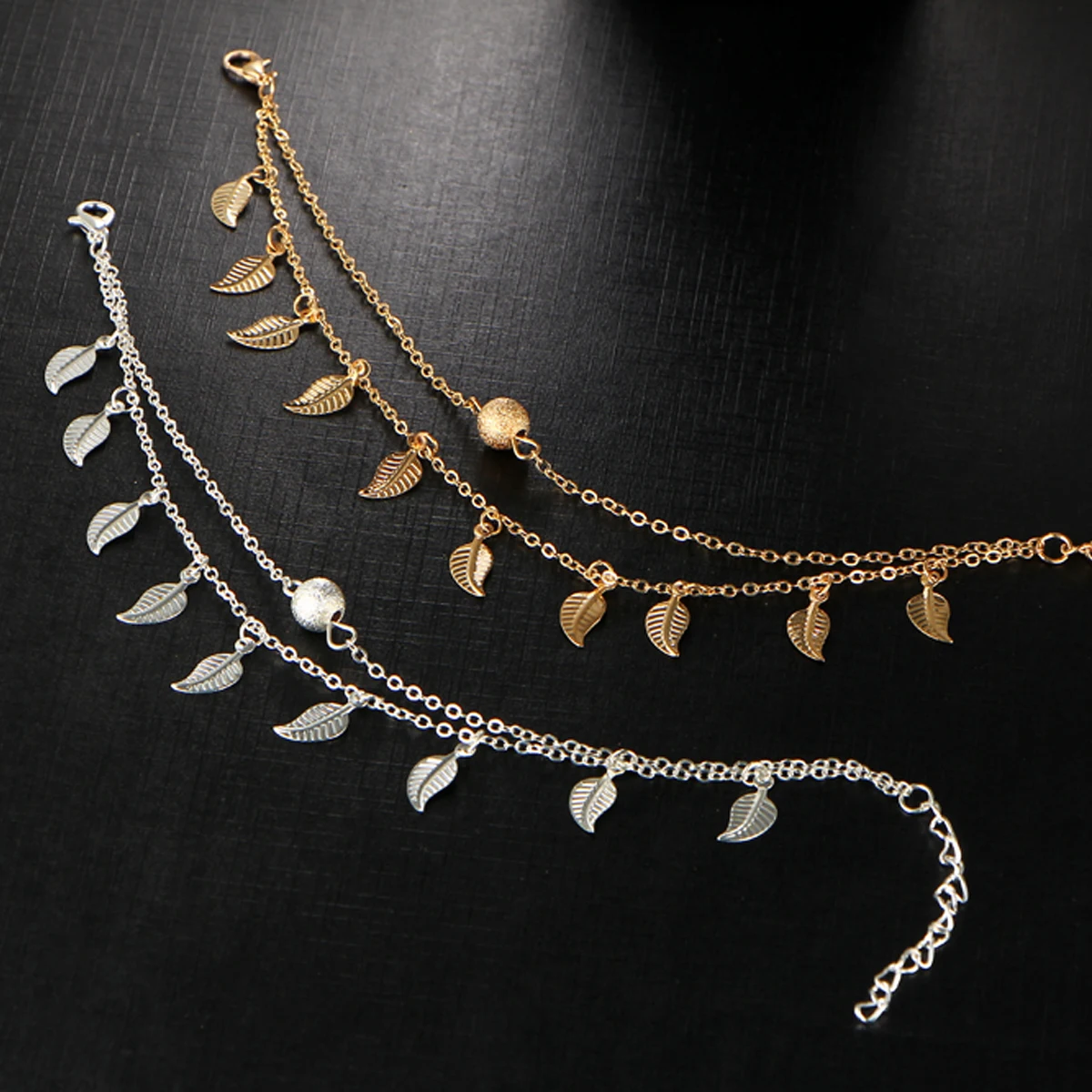 Браслет на лодыжку женский с двойной цепочкой модный пляжный ножной браслет