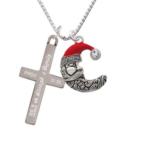 Большое полумесяц Санта лицо-сила и достоинство-крест ожерелье | Украшения