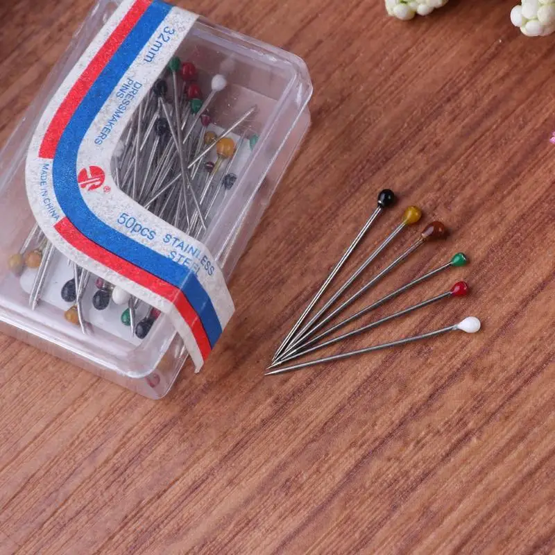 Пластиковые красочные круглые жемчужные головки булавки для шитья DIY Свадебный