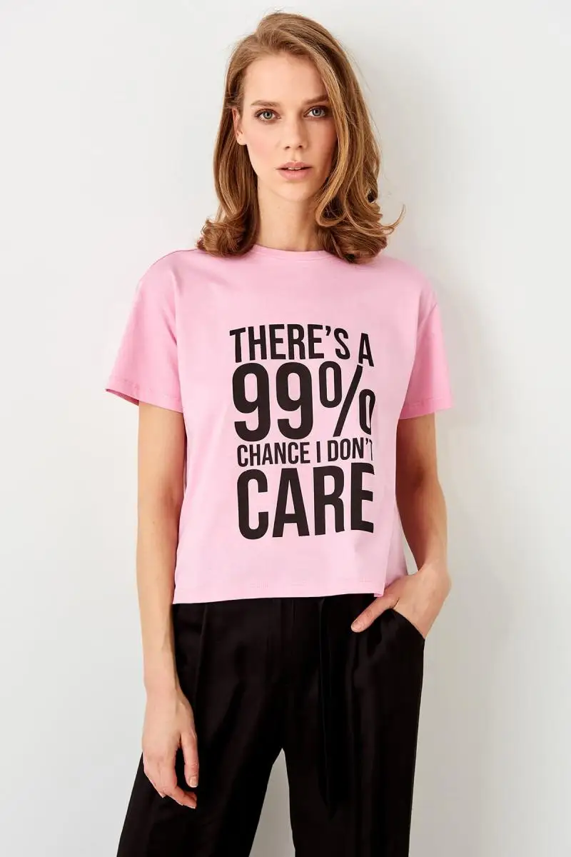 Trendyol розовая набивная полуприлегающая трикотажная футболка TWOSS19VG0151|Футболки| |