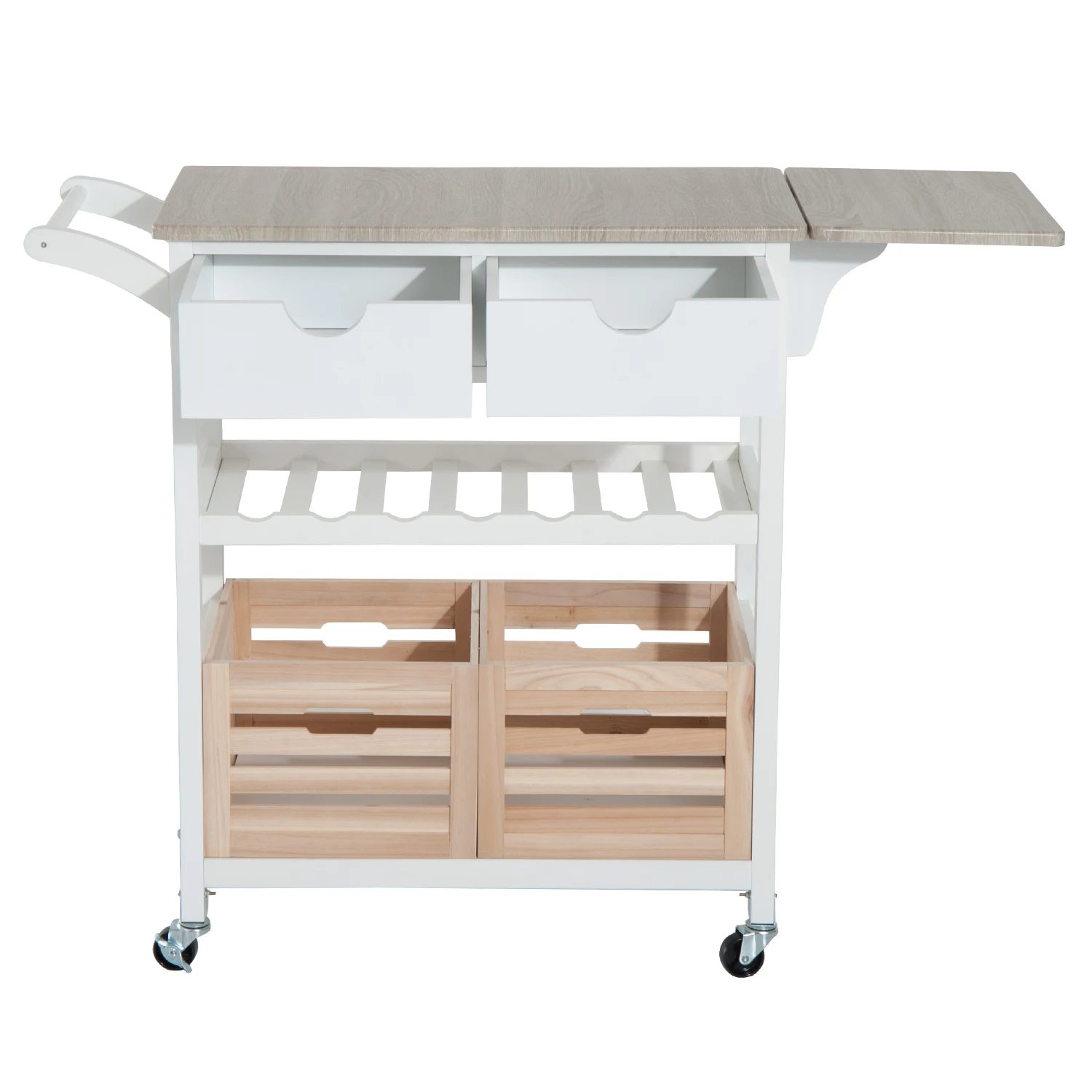 HOMCOM Carro de Cocina Carrito Servir Auxiliar с Botellero расширяемым Cestas Extraible 70x40x|Кухонные острова и