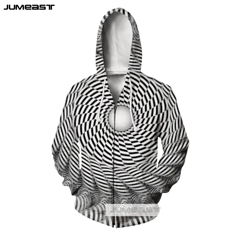 Jumeast модный черно белый гипнотический круг для мужчин/женщин с 3D принтом на