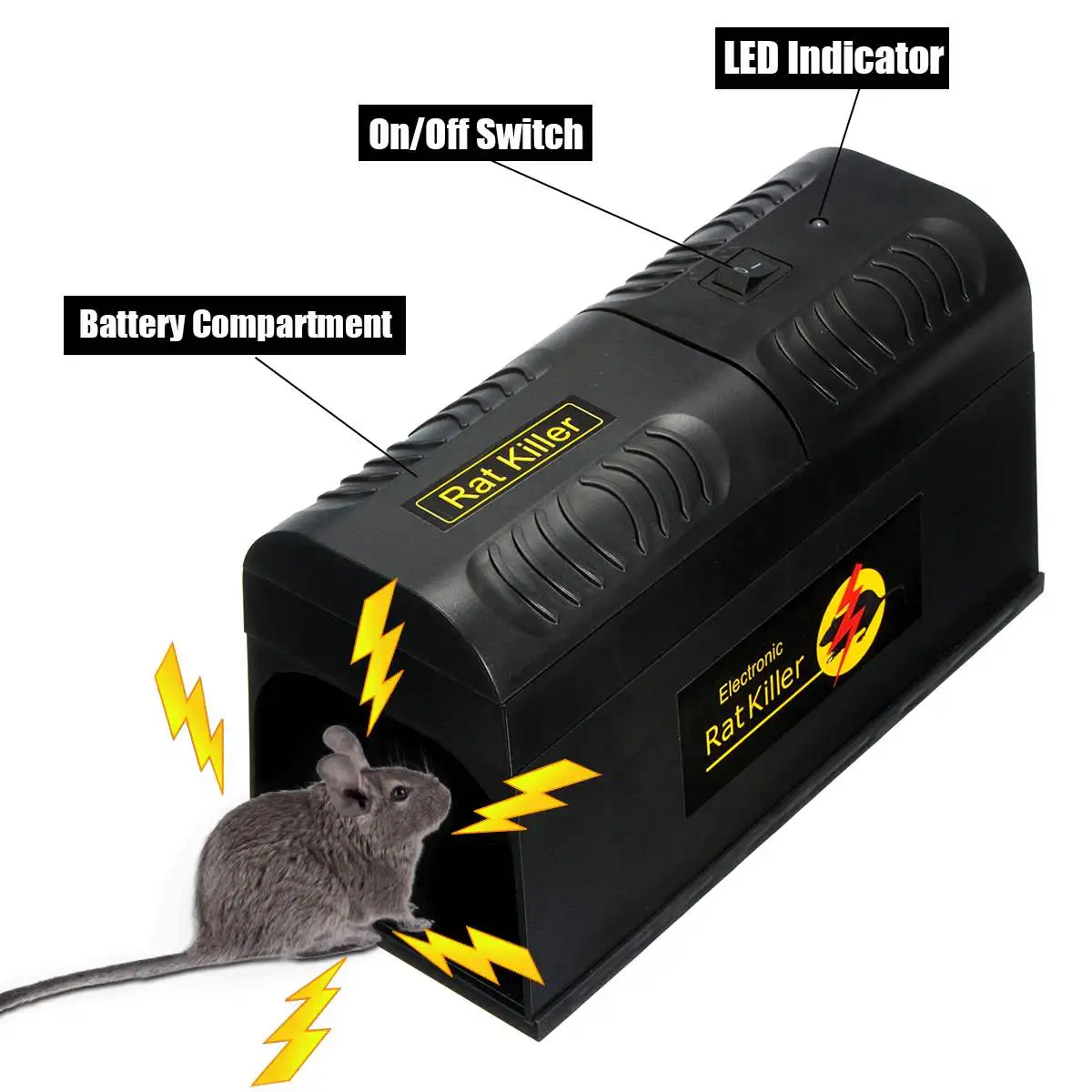 

Электронная мышь, мышь крысы Zapper Exterminator ловушка для грызунов убийца Victor Control с вилкой США для использования на домашней кухне