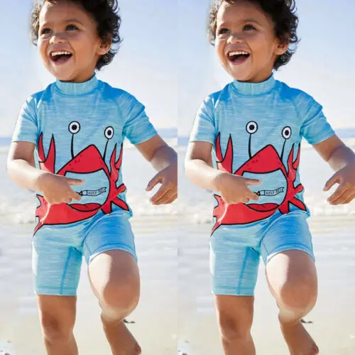 Одежда для купания маленьких мальчиков 2 шт. защитный костюм с рисунком краба