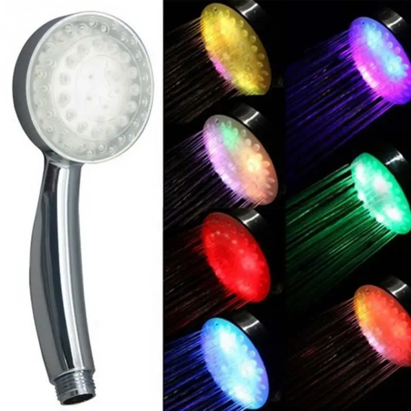 7 видов цветов режим LED Изменение насадки для душа датчик температуры