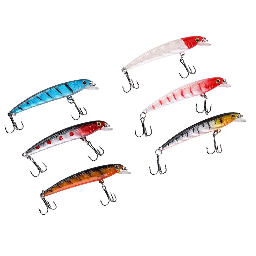 HURRISE 6 шт. Рыболовная Приманка Minnow жесткая искусственная приманка с джиг тройной