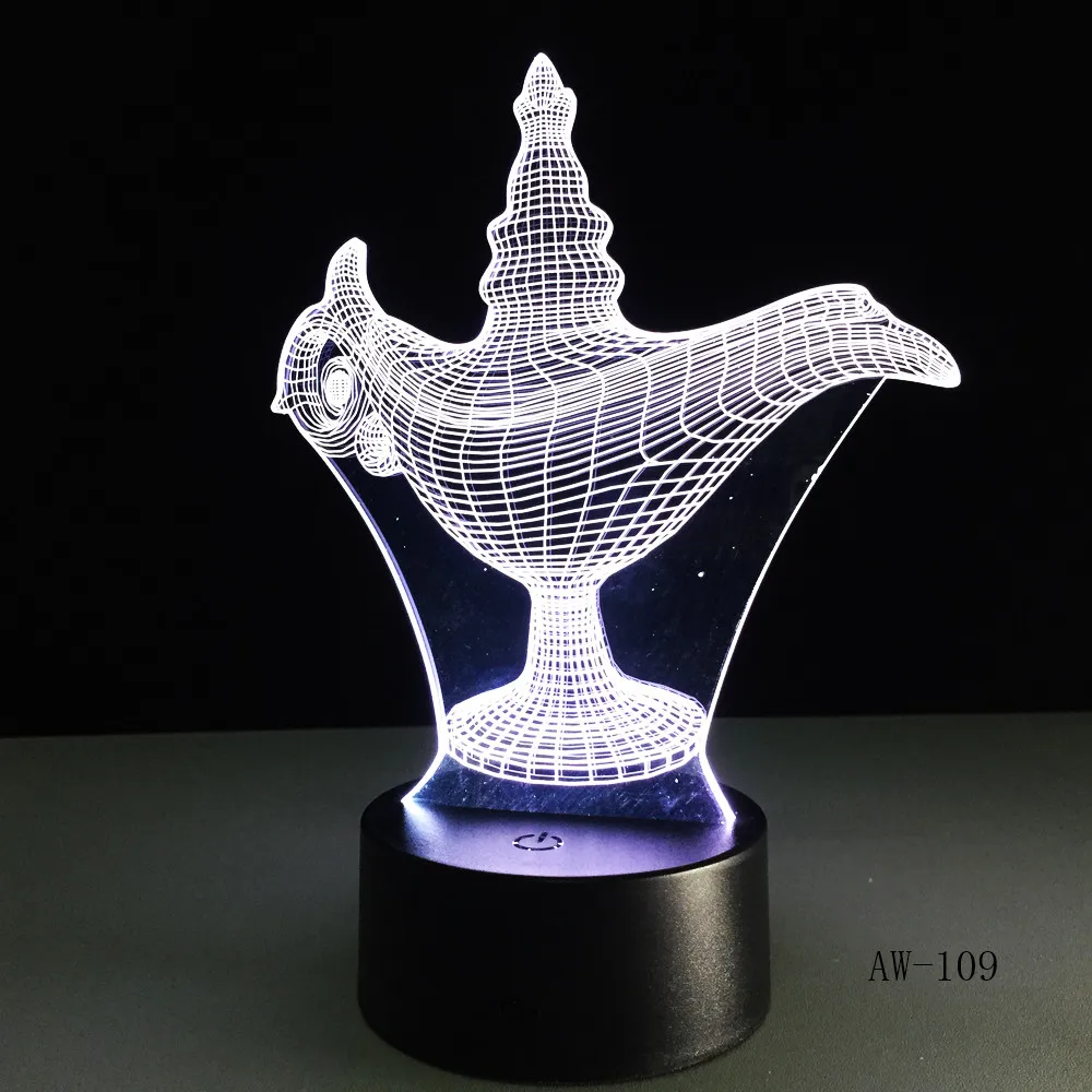 USB Novelty Gifts 7 Colors Changing Led Night Lights Aladdin magic lamp 3D LED Desk Table Lamp Decor for Home Office AW-109 | Лампы и