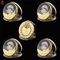 5pcs 2022 merry christmas snowmandeer gold plated replica collectibles coins souvenir and badge gifts