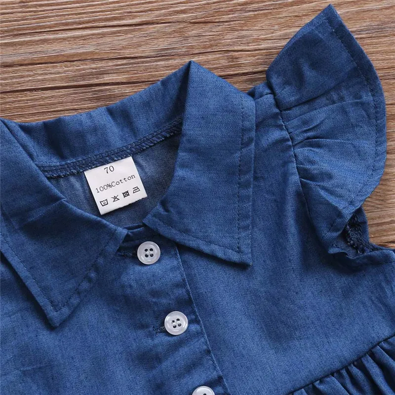 Hot 2019 New Summer Dress Toddler Kids Baby Girls Lovely Birthday Clothes Blue Sleeveless Casual Button Party Beach Dresses | Детская