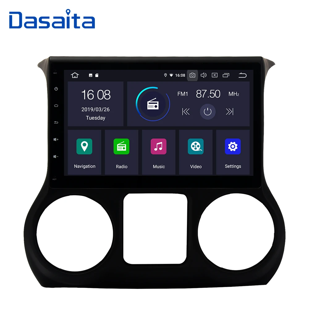 Dasaita 10," мультимедийный плеер Android 9,0 gps Navi 1 Дин радио видео с разрешением 1080 P для Jeep Wrangler с AUX Bluetooth