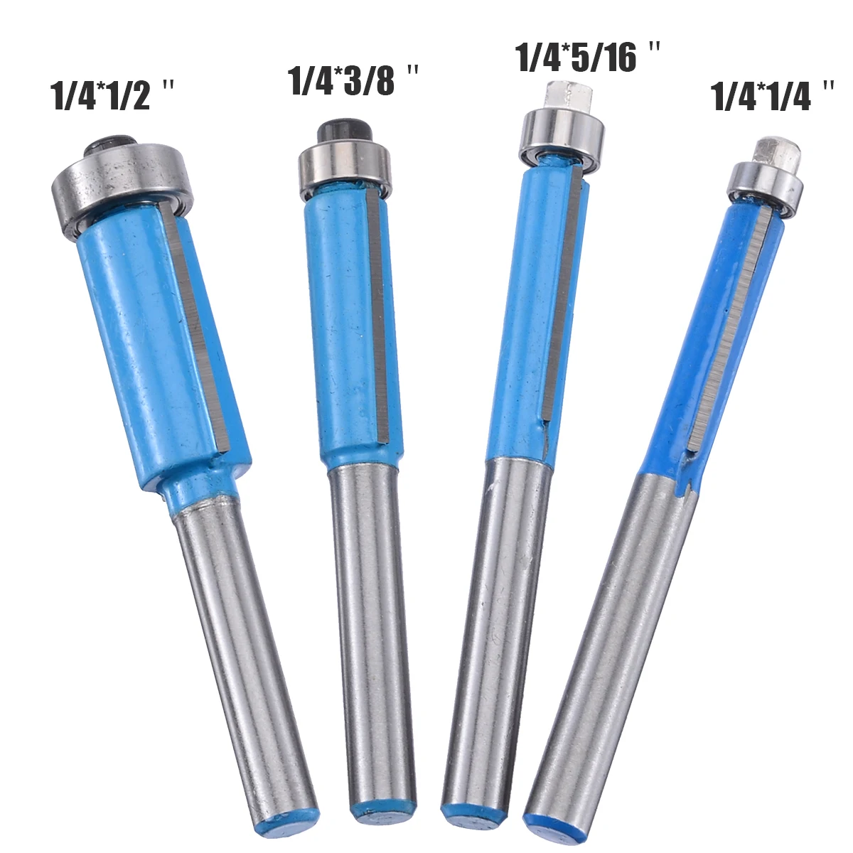 4pcs 6/8/10/12mm 1/4&quot Shank Flush Trim Router Bits Set End Bearing Milling Cutter For Woodwork Tool | Инструменты