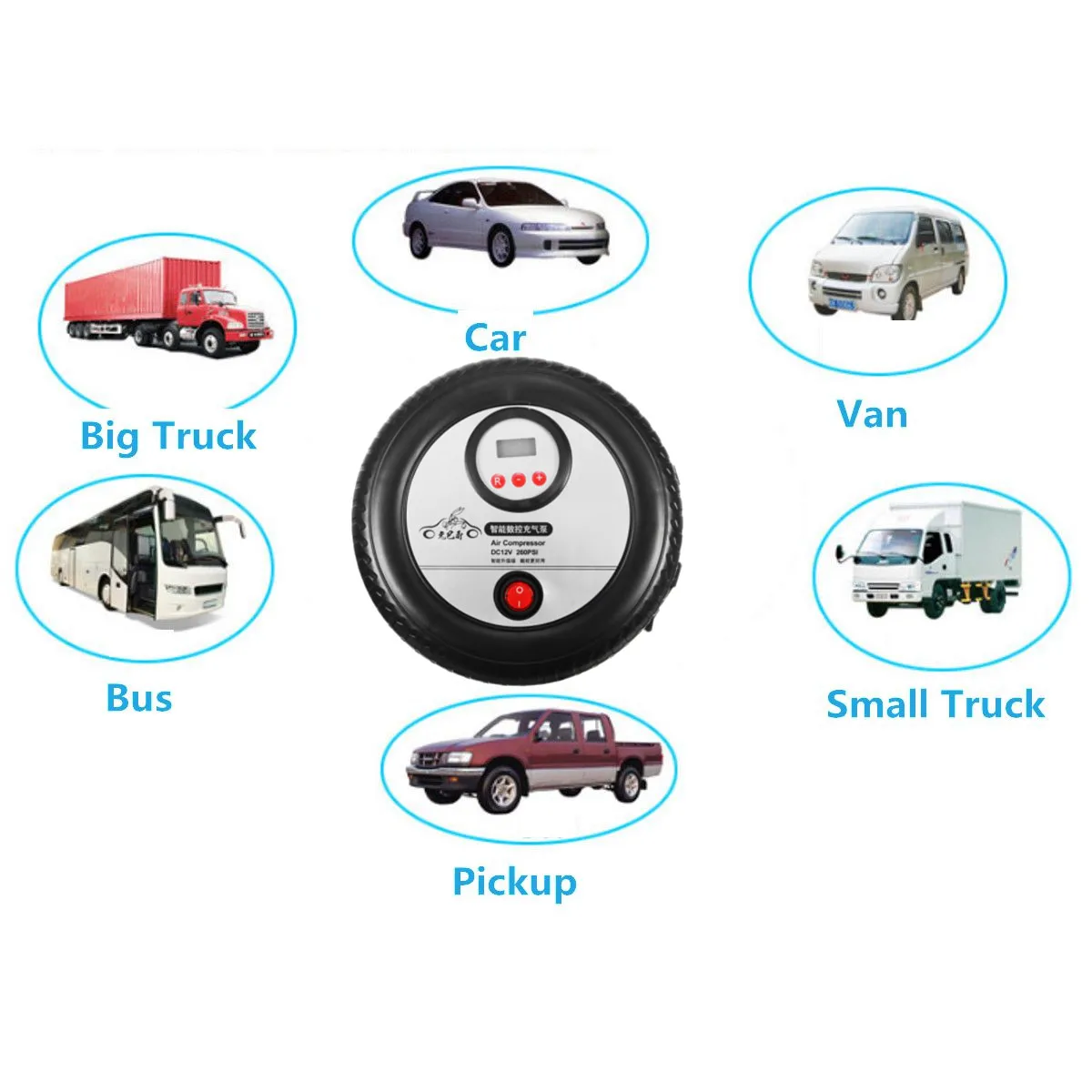 Portable Digital DC 12V Car Tyre Inflator Pump Air Compressor LCD Display 260PSI | Автомобили и мотоциклы
