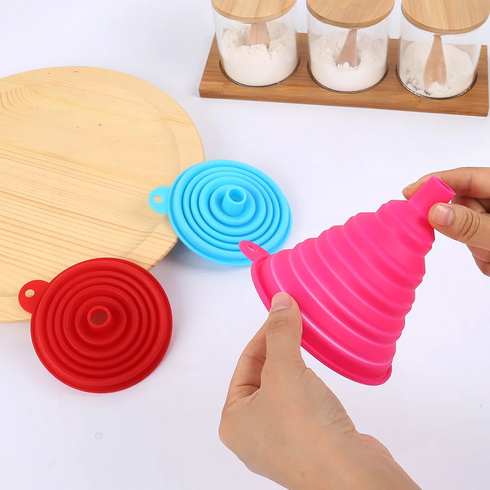 Protable Mini Silicone Foldable Funnels Collapsible Style Funnel Hopper Kitchen Cooking Tools Accessories Gadgets | Дом и сад
