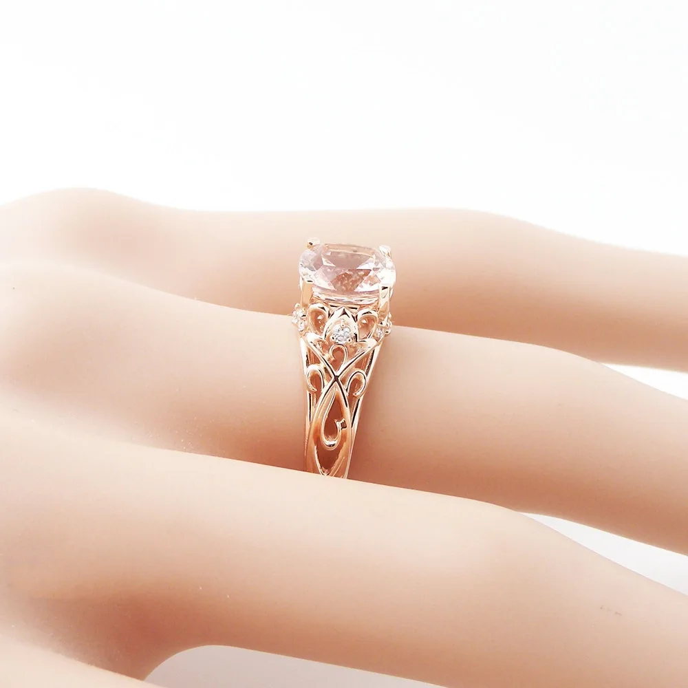 Женское кольцо с бриллиантом 14 к розовое Золотое драгоценный камень топаз Bizuteria