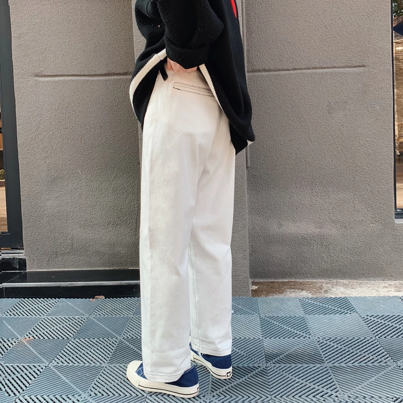 Брюки мужские классические свободные белого цвета 2019|Мужские джинсы| |