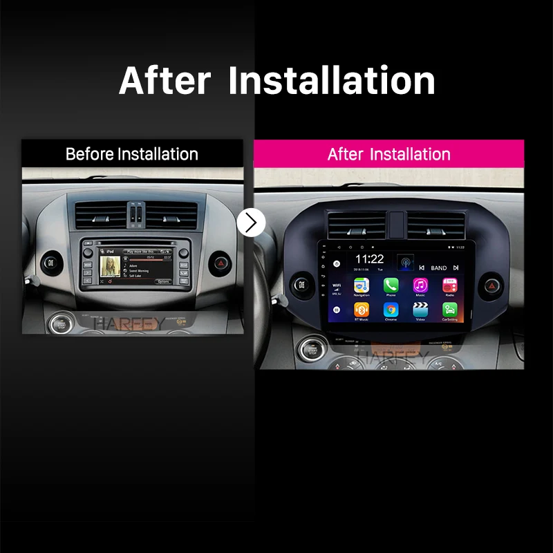 Harfey Автомобильный мультимедийный плеер Android 10 0 1 &quotgps радио для 2007 2011 Toyota RAV4 авто