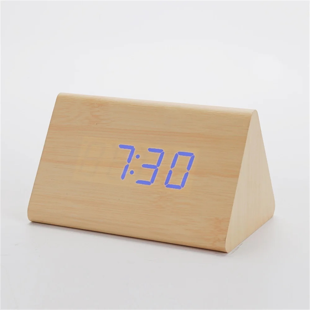 Креативный Деревянный Будильник Настольные Цифровые Часы Звуковое управление