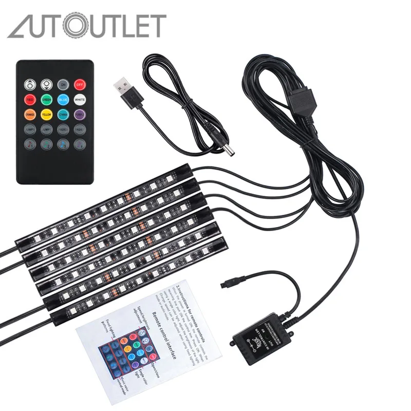 AUTOUTLET 12 светодиодный RGB автомобильный светильник в 60 SMD 2835 водонепроницаемая