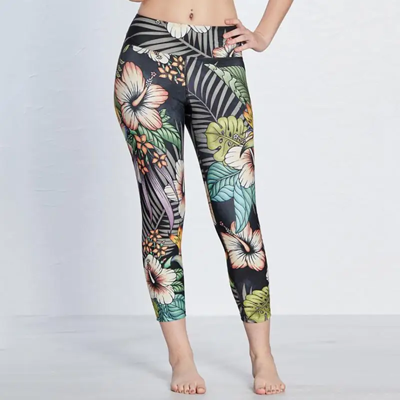 Caif-length Print Yoga Pants Women Slim Fit Sports Breathable Fitness Sport Gym Leggings Feminina Running Trouser | Спорт и