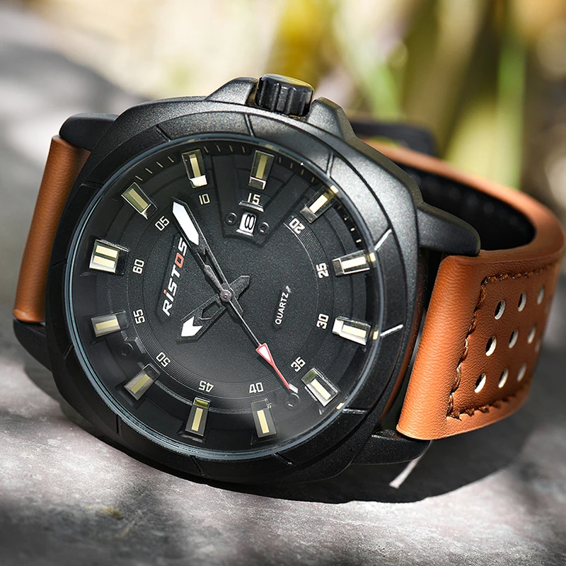 Черный Прохладный для мужчин наручные часы из искусственной кожи нержавеющая