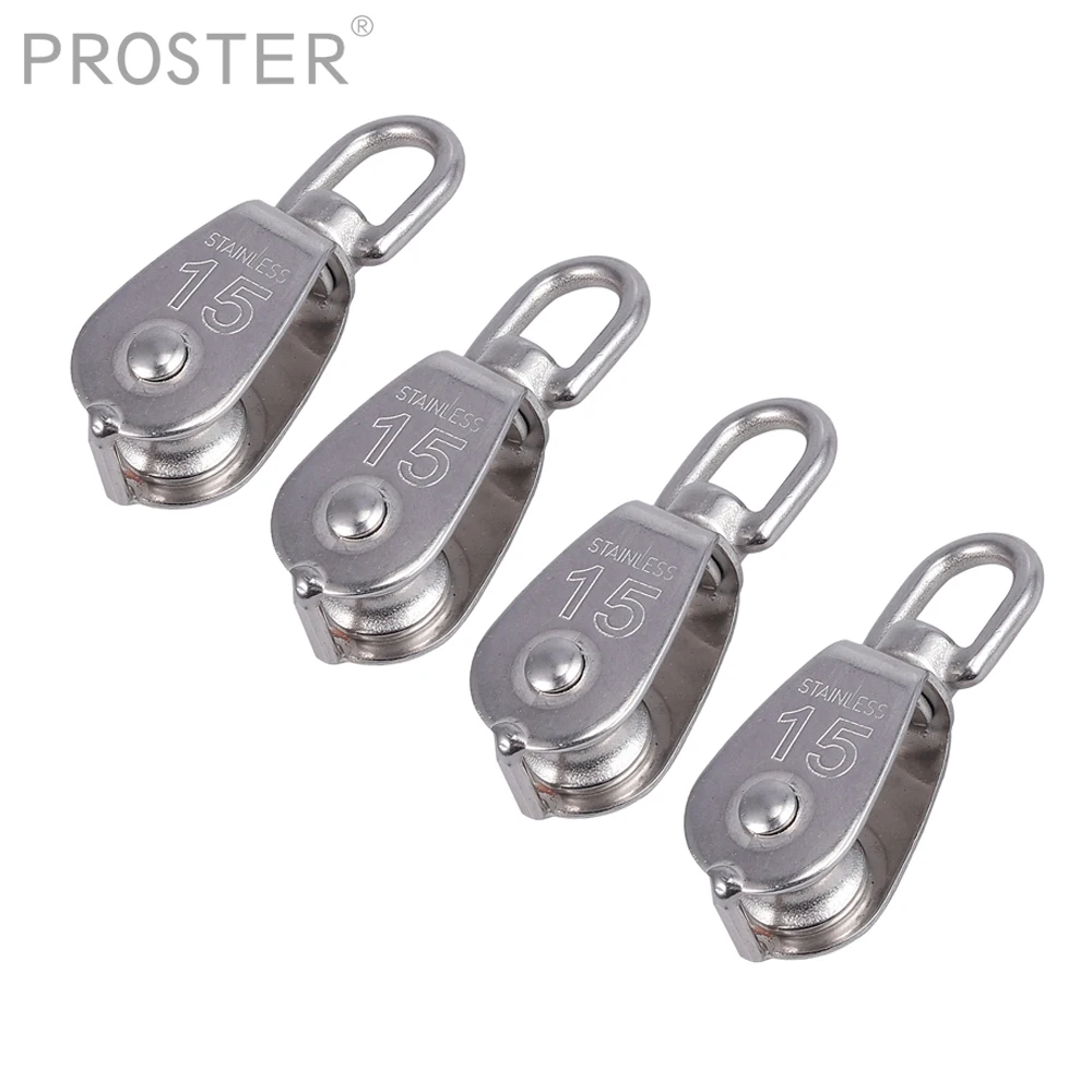 PROSTER 4 шт. M15 304 нержавеющая сталь Одноколесный трос шкив блок поворотный подъемная