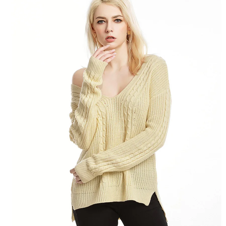 

Women's Fashion Plus Size Loose Pullover Long Sweaters Hollow Out Autumn Winter Clothing Clothes New Styles 2018