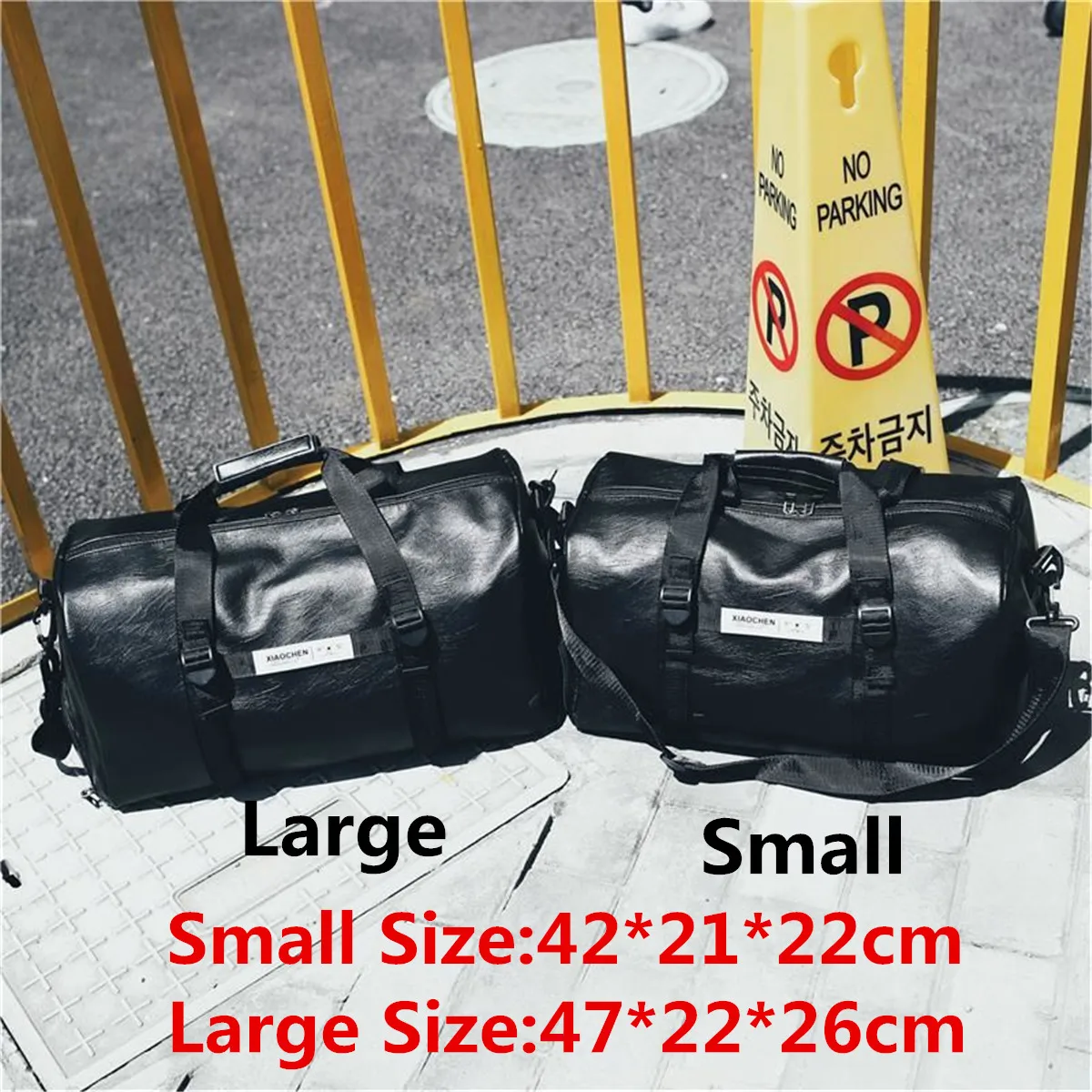 

2019 Travel Bag with Shoes Pockets PU Leather Large Capacity Handbags Black Luggage For Men Women Duffle Totes Package Bag Black