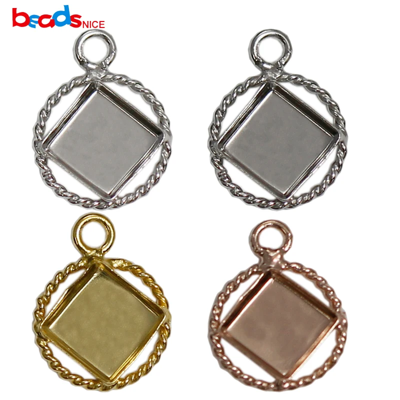 Beadsnice ID39510smt2 квадратное Стерлинговое Серебро 925 шаровая проволока ободок чашка