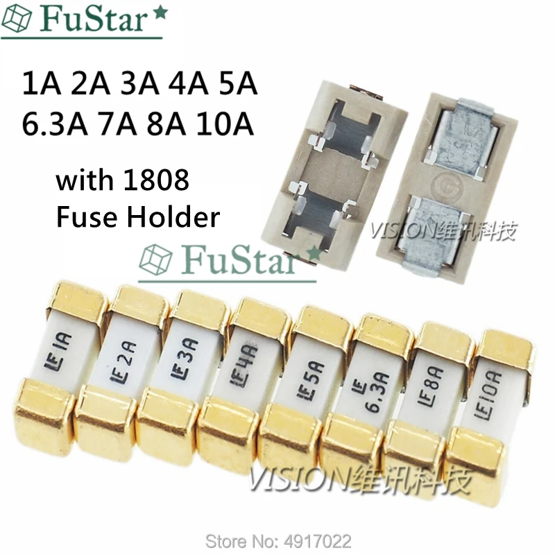 10 компл./лот 1808 SMD гнездо держателя плавкого предохранителя предохранителей база
