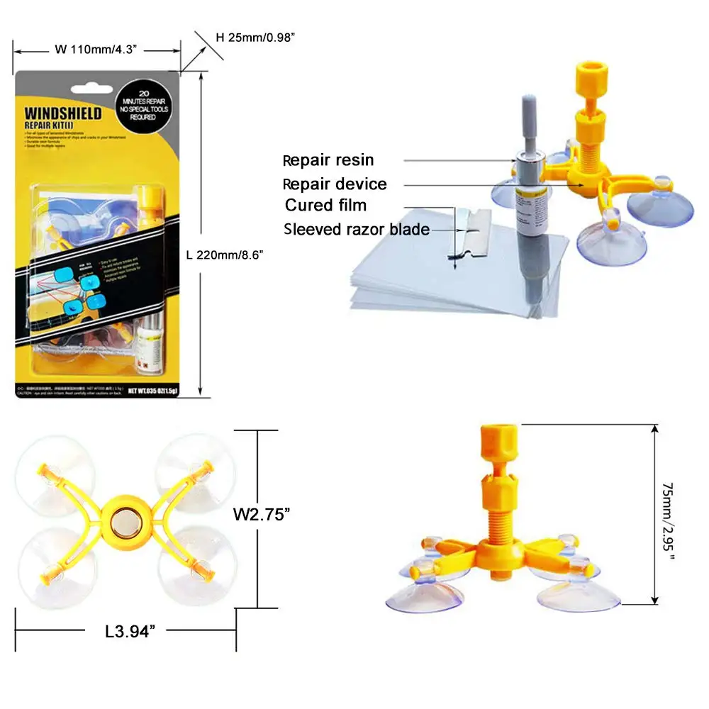 Windshield Repair Kit Professional Windscreen Tool Set Quick Fix DIY Car Auto Window Glass for Chip | Автомобили и мотоциклы